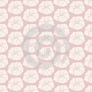Pink vector floral repeat seamless pattern. Romantic geranium flowers.