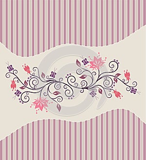 Pink vector flowers and stripes