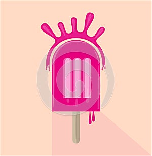 Pink Vector Ice lolly with drips