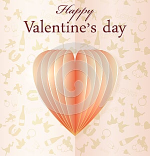 Pink vector paper Valentine's heart