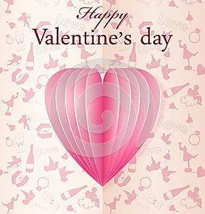 Pink vector paper Valentines heart