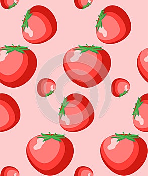 Pink vegetable background. Tomato seamless pattern. Fresh healthy organic vegan food template