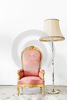 Pink Vintage Chair with lamp