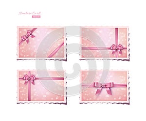 Pink vintage newborn cards. Vector set of retro greeting newborn cards.