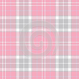 Pink vintage plaid seamless pattern. Female fabric texture. Vector eps10