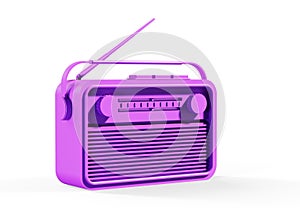 Pink Vintage Radio, 3d illustration, 3d rendering