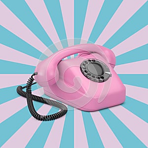 Pink Vintage Styled Rotary Phone. 3d Rendering