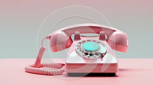 Pink vintage telephone