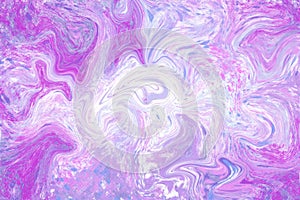Pink violet marbling digital texture. Color flow abstraction for romantic Valentine design. Digital suminagashi card