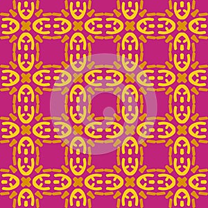Pink violet yellow mandala art seamless pattern floral design background vector illustration