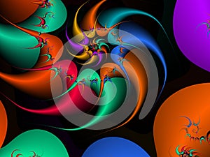 Colorful flowery fractal, fractal fantasy shapes contrasts lights, sparkling petals, fractal, abstract background