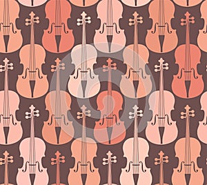 Pink violins, seamless pattern.