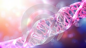 Pink vivid double helix dna ai generated biotechnology close-up image