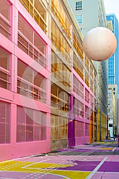 Pink walls in Alley Oop, a colorful alley in Vancouver BC Canada photo