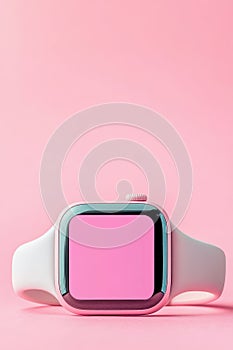 Pink Watch Lays on Pink Surface Displaying Cybersecurity Awareness Concept for Promoting Digital Security photo