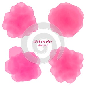 Pink watercolor blotch. Set of pinl watercolor circles.