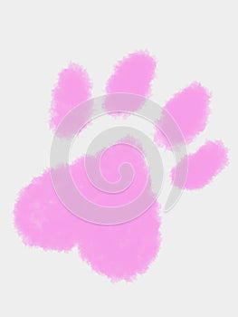 Pink watercolor heart dog paw print photo