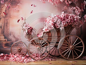 Mistical fairy princess pink chaise, anniversary smash cake backdrop photo