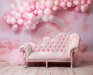 pink watercolor princess chse is an anniversary smash cake backdrop. photo