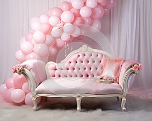 pink watercolor princess chse is an anniversary smash cake backdrop. photo