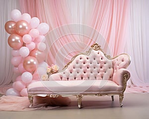 pink watercolor princess chse is an anniversary smash cake backdrop. photo