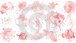 Pink Watercolor Splats on a White Background photo
