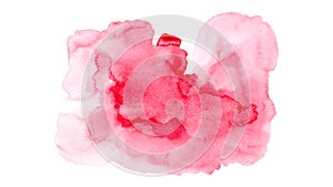 Pink watercolor stains isolated on white background