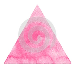 Pink watercolor triangle shape isolated on white