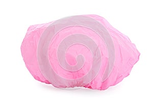 Pink waterproof shower cap isolated on white