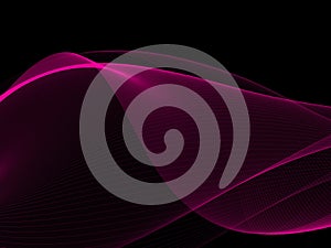 Pink wave light abstract of black background