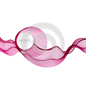 Pink wave transparent horizontal white background, design element