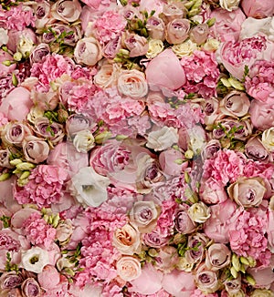 Pink wedding bouquet as a background