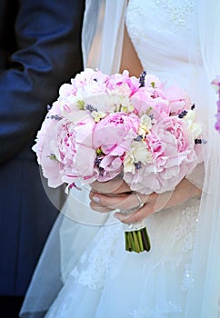 Pink wedding bouquet closeup