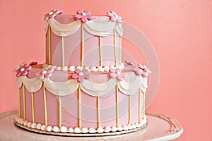 Růžový svatební dort 
