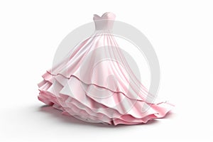 pink Wedding dress isolated on white background. 3d rendering