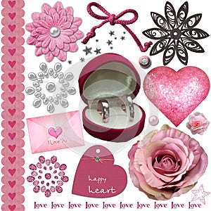 Pink wedding elements set