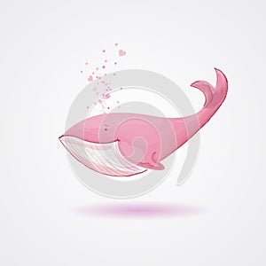 Pink whale cartoon isolated