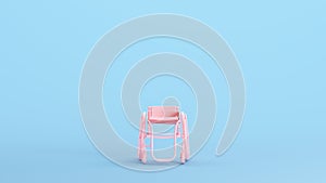 Pink Wheelchair Custom Mobility Health Care Disability Assistance Transportation Equipment Front View Kitsch Blue Background