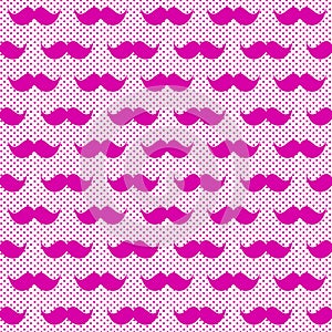 Pink Whiskers Moustache Seamless Background