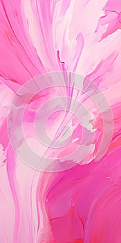 Pink And White Abstract Painting With Dynamic Brushstrokes