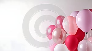 Pink and White Balloons, Gender Reveal Concept, Birthday or Party Background with Copy Space