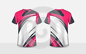 Pink, white and black pattern layout e-sport t-shirt design template