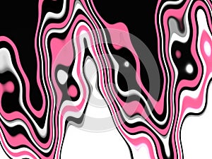 Pink white black shapes background. Waves like shapes, abstract background
