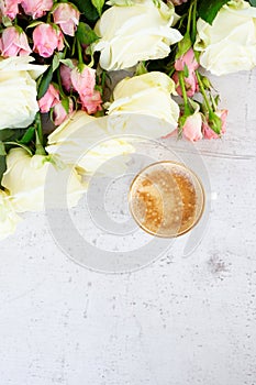 Pink and white blooming roses