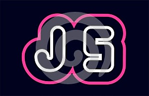 pink white blue alphabet combination letter js j s logo company photo