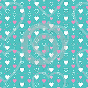 Pink white and blue hearts background