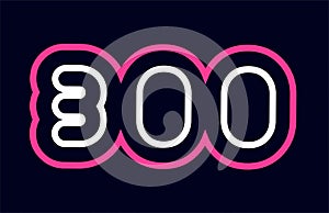 pink white blue number 300 logo company icon design