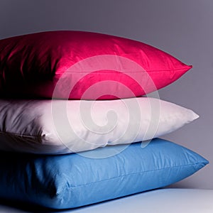 Pink, white and blue pillows