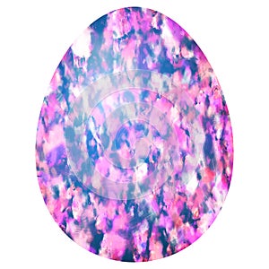Pink white blue stained egg on white background