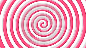 Pink and white candy lolly swirl spiral optical illusion tunnel - loopable